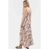 Leopar Desenli Kolsuz Viskoz Maxi Elbise A Line Kesim Yırtmaç Detay Zarifane Tasarım Modern Stil