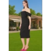 Leopar Desenli Midi Boy Bodycon Abiye Elbise Polyester Karışımlı Yazlık Yüksek Kalite Seçkin Malzeme