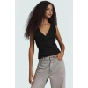 Likralı Penye Bluz V Yaka Fitted Crop Casual Seçkin Malzeme Günlük Kullanım İçin