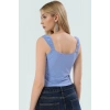 Likralı Penye Crop Bluz Fitted Örme Kumaş Havuz Yaka Yazlık Özenle Seçilmiş Premium Kalite