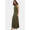 Maxi A line Bisiklet Yaka Örme Elbise Hafif Yazlık Günlük Seçkin Malzeme Özel Tasarım Modern Stil