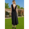 Maxi A Line Bisiklet Yaka Saten Abiye Elbise Polyester Karışımlı Dayanıklı Malzeme Dayanıklı Malzeme
