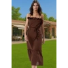 Maxi Dokuma Pamuklu A line Plaj Elbisesi Volanlı Detay Yazlık Mükemmel Uyum Modern Stil
