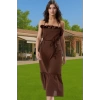 Maxi Dokuma Pamuklu A line Plaj Elbisesi Volanlı Detay Yazlık Mükemmel Uyum Modern Stil