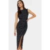 Maxi Elbise Puantiyeli Desenli Esnek Örme Bodycon Kalıp Günlük Stil Konforlu Kesim