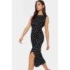 Maxi Elbise Puantiyeli Desenli Esnek Örme Bodycon Kalıp Günlük Stil Konforlu Kesim
