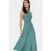 Maxi Kemerli Gömlek Elbise Dokuma Polyester Yazlık Şık Tasarım Seçkin Malzeme Trend