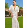 Maxi Keten Görünümlü Bağlamalı Plaj Elbisesi Yazlık Rahat Tesettür Modern Stil Rahat Ve Şık