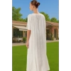 Maxi Keten Görünümlü Bağlamalı Plaj Elbisesi Yazlık Rahat Tesettür Modern Stil Rahat Ve Şık