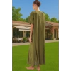 Maxi Keten Görünümlü Bağlamalı Plaj Elbisesi Yazlık Rahat Tesettür Modern Stil Rahat Ve Şık