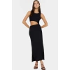 Maxi Örme Elbise Bisiklet Yaka Cut Out Detaylı 96% Polyester Rahat Ve Şık Günlük Kullanım İçin