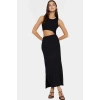 Maxi Örme Elbise Bisiklet Yaka Cut Out Detaylı 96% Polyester Rahat Ve Şık Günlük Kullanım İçin