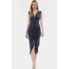 Midi Boy V Yaka Büzgü Detaylı Elbise Esnek Örme Kumaş Bodycon Kalıp 120 cm Uzunluk Premium Kalite