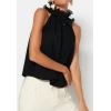 Fashion Halter Neck Knitted Regular Plain Pattern Casual Daily Regular Sleeveless Blouse