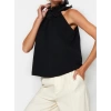 Fashion Halter Neck Knitted Regular Plain Pattern Casual Daily Regular Sleeveless Blouse