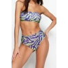 Moda Leopar Atma Kap Straplez Yüksek Bel Hipster Yeşil Straplez Yüksek Bel Hipster Bikini Takımı