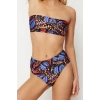 Moda Leopar Atma Kap Straplez Yüksek Bel Hipster Yeşil Straplez Yüksek Bel Hipster Bikini Takımı