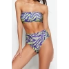Moda Leopar Atma Kap Straplez Yüksek Bel Hipster Yeşil Straplez Yüksek Bel Hipster Bikini Takımı