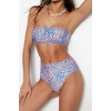 Moda Leopar Atma Kap Straplez Yüksek Bel Hipster Yeşil Straplez Yüksek Bel Hipster Bikini Takımı