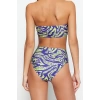 Moda Leopar Atma Kap Straplez Yüksek Bel Hipster Yeşil Straplez Yüksek Bel Hipster Bikini Takımı