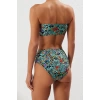 Moda Leopar Atma Kap Straplez Yüksek Bel Hipster Yeşil Straplez Yüksek Bel Hipster Bikini Takımı