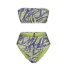 Moda Leopar Atma Kap Straplez Yüksek Bel Hipster Yeşil Straplez Yüksek Bel Hipster Bikini Takımı