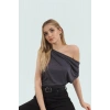 Modal Örme Bluz Asimetrik Yaka Fitted Kalıp Rahat Günlük Stil Dayanıklı Malzeme