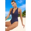 Modern Halter Mayo Klora Dayanıklı Havuz Mayosu Şık Detaylı Su Sporu Kıyafeti Swimsuit