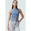 Nefes Alan Pamuklu Bluz Düğmeli Fitted Asimetrik Yazlık Modern Stil Özel Tasarım Uzun Ömürlü