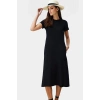 Nefes Alan Pamuklu T shirt Elbise Midi Boy Cep Detaylı Modern Stil Zarifane Tasarım