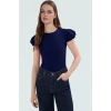 Örme Bluz Fitted Kalıp Bisiklet Yaka Kısa Kol Günlük Stil Özenle Seçilmiş Modern