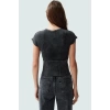 Örme Bluz Yazlık Crop Model Bisiklet Yaka Rahat ve Şık Günlük Stil Kullanım