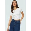 Örme Crop Bluz Bisiklet Yaka Fitted Kalıp Pamuklu Yazlık Kemersiz Uzun Ömürlü