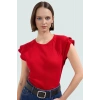 Örme Kısa Kollu Pamuklu Kadın Bluz Fitted Kalıp Günlük Şıklık Trend Tasarım Kaliteli İşçilik
