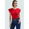 Örme Kısa Kollu Pamuklu Kadın Bluz Fitted Kalıp Günlük Şıklık Trend Tasarım Kaliteli İşçilik