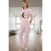 Örme Pamuklu Pijama Takımı; Bisiklet Yaka Galaksi Baskı 2li Kaliteli İşçilik
