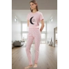 Örme Pamuklu Pijama Takımı; Bisiklet Yaka Galaksi Baskı 2li Kaliteli İşçilik