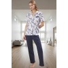 Örme Pamuklu Pijama Takımı Şık Çiçek Desen 2li Set Yüksek Kalite Rahat Ve
