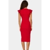 Pamuklu Bodycon Midi Elbise Renk Volanlı Detaylı Kadın Giyim Konforlu Kesim Dayanıklı Malzeme