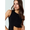 Pamuklu Crop Bluz Fitted Kaşkorse Örme Bisiklet Yaka Rahat Kullanım Trend Tasarım