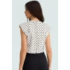 Pamuklu Gabardin Bluz Puantiyeli Desen Bisiklet Yaka Crop Fitted Dayanıklı Malzeme