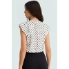 Pamuklu Gabardin Bluz Puantiyeli Desen Bisiklet Yaka Crop Fitted Dayanıklı Malzeme