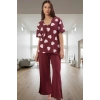 Pamuklu Kalpli Pijama Takımı Rahat Şık ve Yumuşak Homewear Seti V Yaka Kısa Kollu Premium Kalite