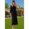 Pamuklu Keten Karışımlı Tek Omuz Maxi Elbise Rahat Yazlık Plaj Rahat Ve Şık Modern Stil Özel Tasarım