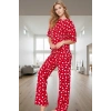 Pamuklu Kısa Kollu Kalpli Desenli Pijama Takımı Rahat ve Şık Tasarım Mükemmel Uyum