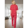 Pamuklu Kısa Kollu Kalpli Desenli Pijama Takımı Rahat ve Şık Tasarım Mükemmel Uyum