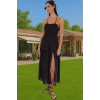 Pamuklu Maxi Elbise Skater Kalıp Sırt Dekolteli Plaj Modern Stil Özel Tasarım Dayanıklı Malzeme