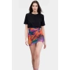 Pamuklu Mini Elbise Soyut Desenli Bodycon Kaliteli İşçilik Trend Tasarım Uzun Ömürlü