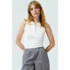 Pamuklu Örme Bluz Kolsuz Fitted Renk Yazlık Polo Yaka Şık Görünüm Dayanıklı Malzeme