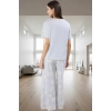 Pamuklu Örme Pijama Takımı Çiçek Desenli Rahat Kalıp Günlük Kullanım İçin Özenle Seçilmiş